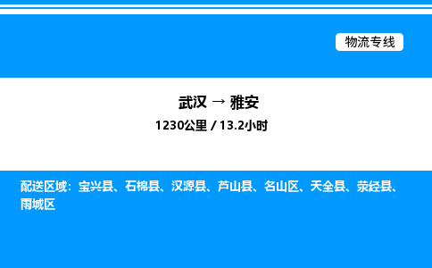 武漢到雅安物流專(zhuān)線(xiàn)-武漢至雅安貨運(yùn)公司